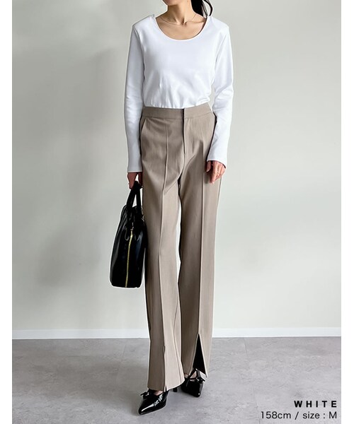 Re:EDIT（リエディ）の「前後2WAYショルダーパッドカットソー - トップス通販 | 人気レディースファッション - Re:EDIT（リエディ）（その他・レディース・ブラック/ホワイト/グレー/カーキ・M/L）」の22枚目の写真