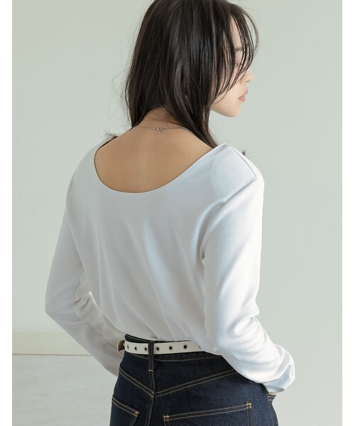 Re:EDIT（リエディ）の「前後2WAYショルダーパッドカットソー - トップス通販 | 人気レディースファッション - Re:EDIT（リエディ）（その他・レディース・ブラック/ホワイト/グレー/カーキ・M/L）」の20枚目の写真