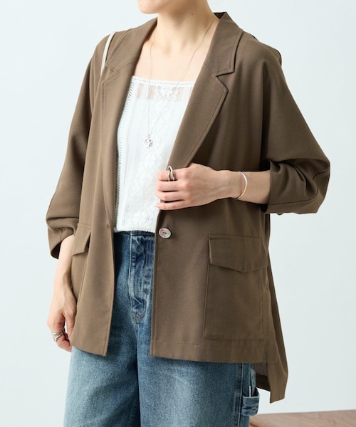 BEARDSLEY（ビアズリー）の「リラックスジャケット（テーラードジャケット・レディース・ブラック/ブラウン・F）」の2枚目の写真
