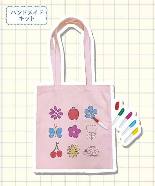 3coins（3coins）の「塗り絵トートセット（インテリア・レディース・グリーン/ピンク・FREE）」の2枚目の写真