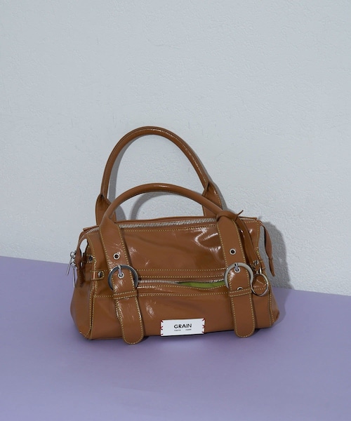 CIAOPANIC(チャオパニック)の「【GRAIN/グレイン】ヴィンテージ風バイカラーステッチハンドバッグ(ハンドバッグ・レディース・ブラウン/ブラック/ピンク・FREE)」の1枚目の写真