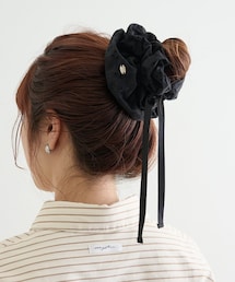 mystic | フラワー刺繍シュシュ(その他ヘアアクセサリー)