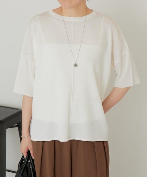 BEARDSLEY(ビアズリー)の「半袖サラッとプルオーバー(ニット/セーター・レディース・シルバー/ブラックニッケル/ホワイト・F)」の2枚目の写真