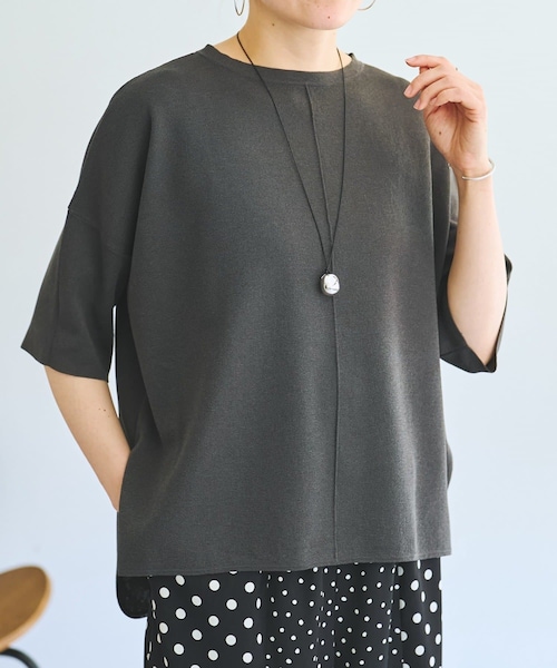 BEARDSLEY(ビアズリー)の「半袖サラッとプルオーバー(ニット/セーター・レディース・シルバー/ブラックニッケル/ホワイト・F)」の3枚目の写真