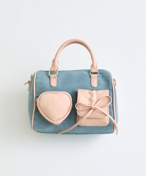 OLIVE des OLIVE(オリーブデオリーブ)の「配色ミニボストンバッグ(ショルダーバッグ・レディース・アイボリー/ブラウン/ワンウォッシュ・FREE)」の3枚目の写真