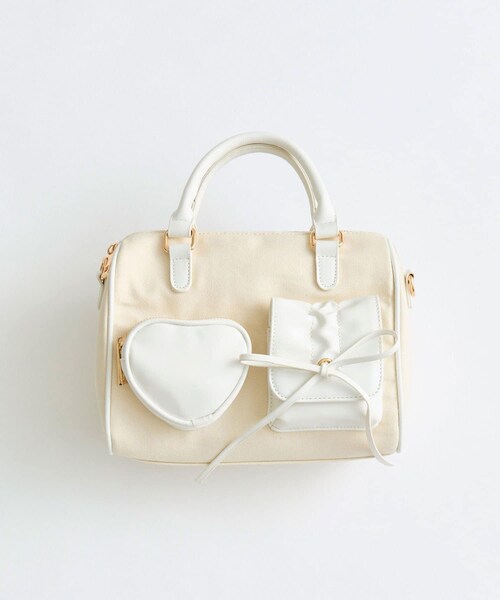 OLIVE des OLIVE(オリーブデオリーブ)の「配色ミニボストンバッグ(ショルダーバッグ・レディース・アイボリー/ブラウン/ワンウォッシュ・FREE)」の1枚目の写真