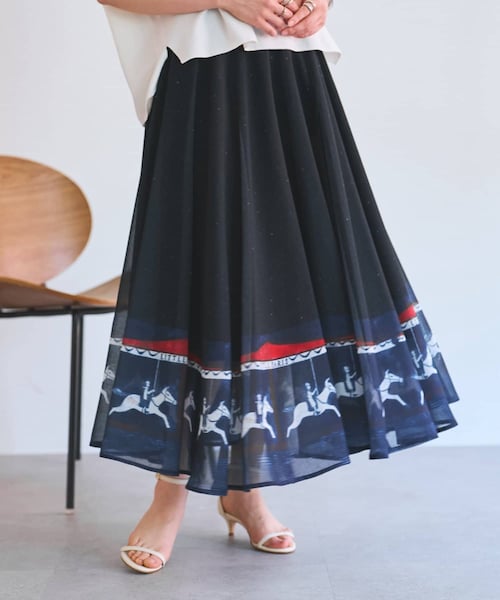 BEARDSLEY(ビアズリー)の「メリーゴーランドウエストリブスカート(スカート・レディース・ネイビー・F)」の1枚目の写真