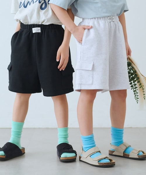 CIAOPANIC TYPY(チャオパニックティピー)の「【KIDS】スウェットカーゴショーツ(カーゴパンツ・キッズ・グレー/ブラック・L/M/XXL/S/XL)」の1枚目の写真