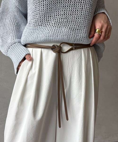 DouDou（ドゥドゥ）の「Uバックルコードベルト（ベルト・レディース・キャメル/ベージュ/ブラック・F）」の3枚目の写真