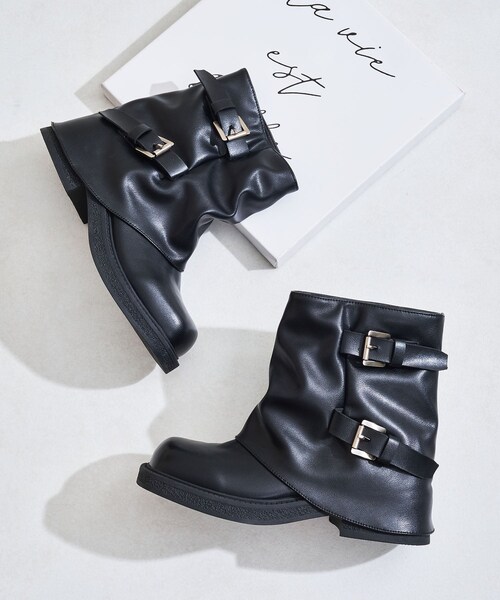 ORiental TRaffic（オリエンタルトラフィック）の「【WEB限定】エンジニア風カバーブーツ/55401（その他・レディース・ブラック・S/M/L）」の2枚目の写真