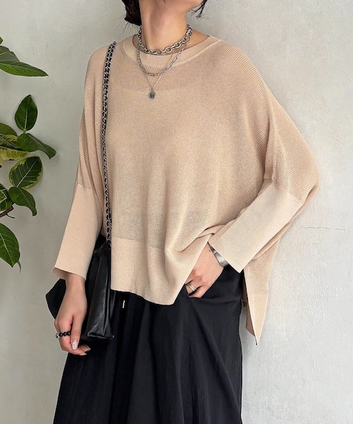 un dix cors(アンディコール)の「UVカットワイドプルオーバー(ニット/セーター・レディース・ブラック/グリーン/ベージュ・F)」の2枚目の写真