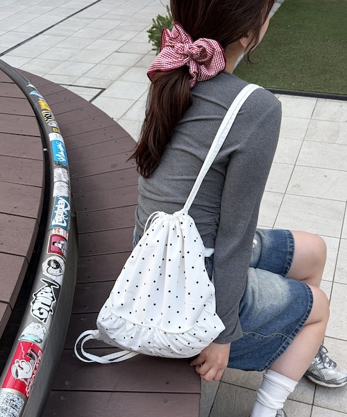 Lattice(Lattice)の「ドットナップサック(バックパック/リュック・レディース・ホワイト/ブラック・FREE)」の1枚目の写真