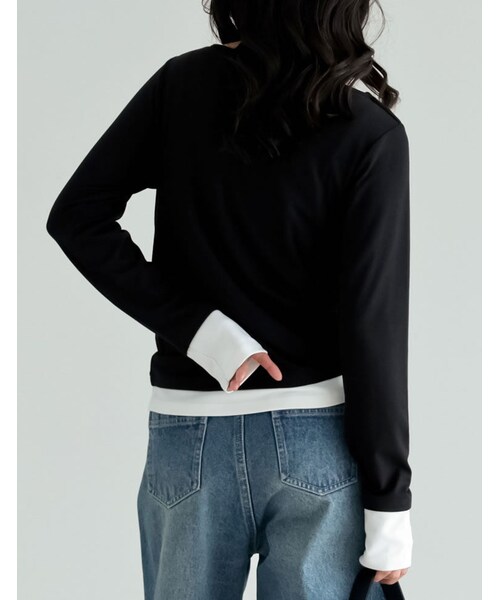 Re:EDIT(リエディ)の「レイヤード風ドレープトップス - トップス通販 | 人気レディースファッション - Re:EDIT(リエディ)(その他・レディース・ブラック/杢グレー/ブラウン/ライトブルー/レッド・M/L)」の12枚目の写真