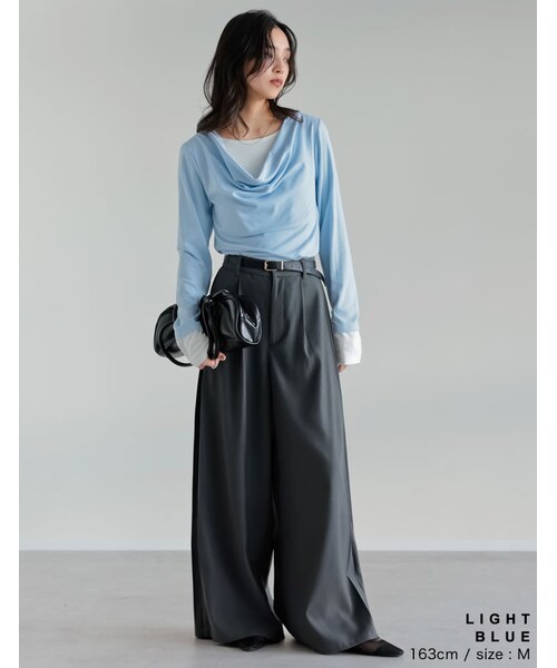 Re:EDIT(リエディ)の「レイヤード風ドレープトップス - トップス通販 | 人気レディースファッション - Re:EDIT(リエディ)(その他・レディース・ブラック/杢グレー/ブラウン/ライトブルー/レッド・M/L)」の17枚目の写真