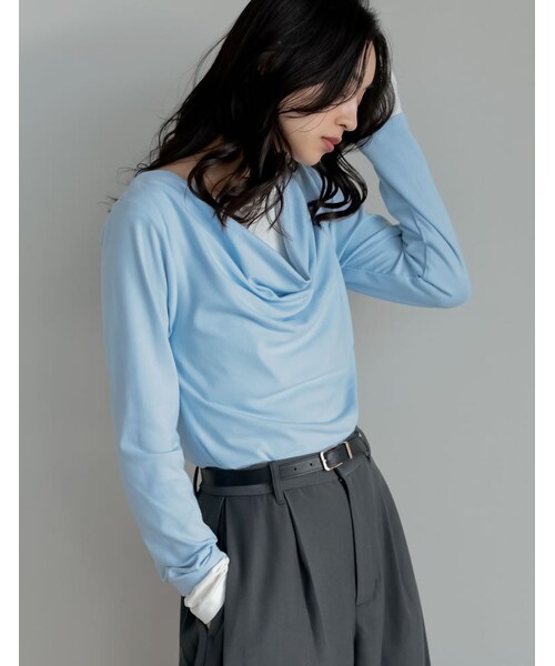 Re:EDIT(リエディ)の「レイヤード風ドレープトップス - トップス通販 | 人気レディースファッション - Re:EDIT(リエディ)(その他・レディース・ブラック/杢グレー/ブラウン/ライトブルー/レッド・M/L)」の18枚目の写真