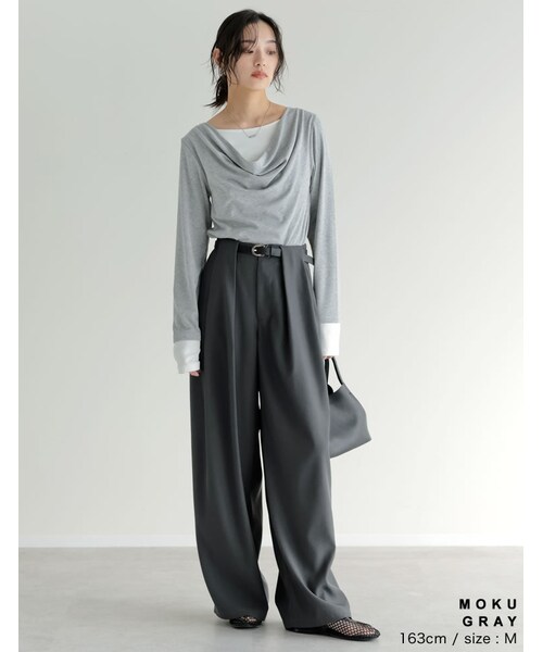 Re:EDIT(リエディ)の「レイヤード風ドレープトップス - トップス通販 | 人気レディースファッション - Re:EDIT(リエディ)(その他・レディース・ブラック/杢グレー/ブラウン/ライトブルー/レッド・M/L)」の14枚目の写真