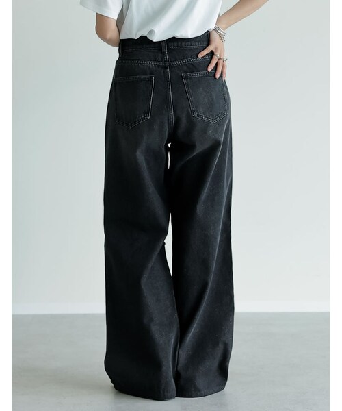 Re:EDIT(リエディ)の「ダメージデニムワイドストレートパンツ - パンツ通販 | 人気レディースファッション - Re:EDIT(リエディ)(その他・レディース・ブラック/ブルー/オーバーダイ・SC/M/MT/L)」の10枚目の写真