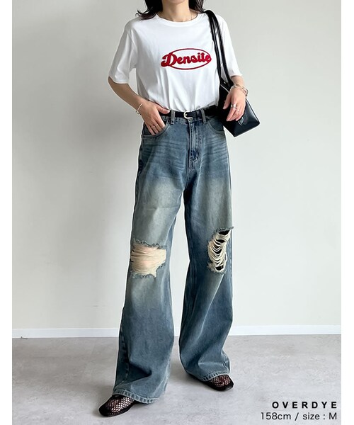 Re:EDIT(リエディ)の「ダメージデニムワイドストレートパンツ - パンツ通販 | 人気レディースファッション - Re:EDIT(リエディ)(その他・レディース・ブラック/ブルー/オーバーダイ・SC/M/MT/L)」の18枚目の写真