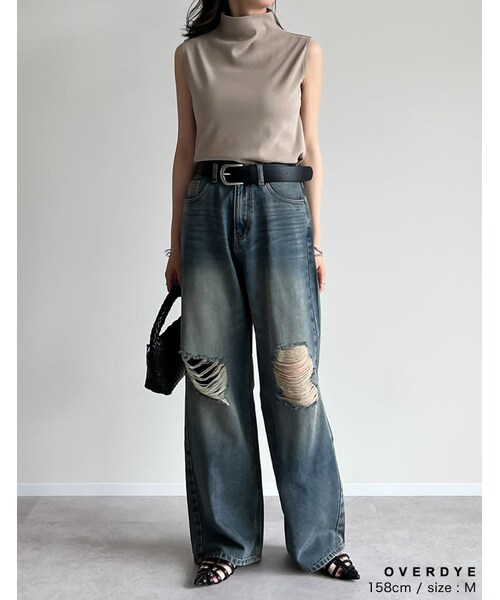 Re:EDIT(リエディ)の「ダメージデニムワイドストレートパンツ - パンツ通販 | 人気レディースファッション - Re:EDIT(リエディ)(その他・レディース・ブラック/ブルー/オーバーダイ・SC/M/MT/L)」の19枚目の写真