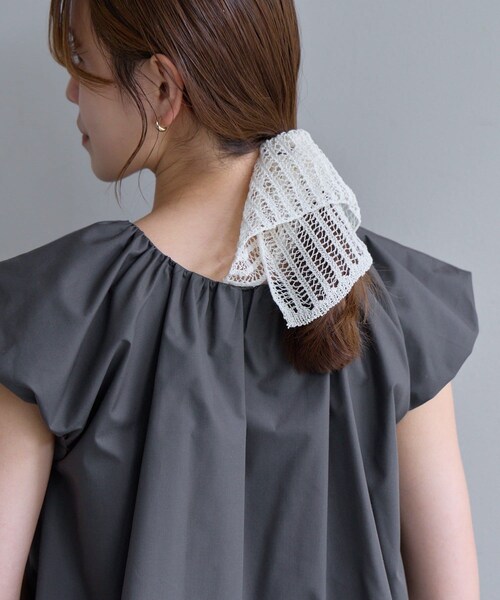 SHENERY(シーナリー)の「ペーパーメッシュシアーシュシュ(シュシュ・レディース・アイボリー/グレー/ネイビー/イエロー・F)」の1枚目の写真