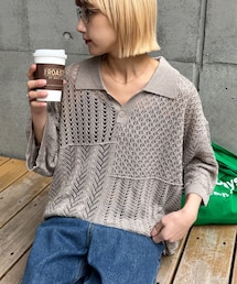 CIAOPANIC TYPY | 【UNISEX】レース編みパッチワークニットポロ/WEB限定(ポロシャツ)