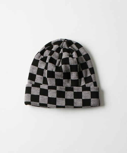 WHO'S WHO gallery(フーズフーギャラリー)の「チェッカービーニー(ニットキャップ/ビーニー・メンズ・ホワイト/サックスブルー/ブラック・F)」の2枚目の写真