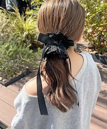 【4/2 0:00~販売開始】【keeco企画】リボンコットンレースシュシュ