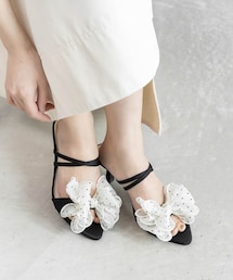 RANDA | シフォンリボンミュールサンダル