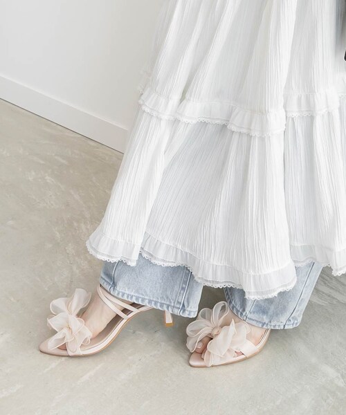 RANDA（ランダ）の「シフォンリボンミュールサンダル（その他・レディース・その他）」の2枚目の写真