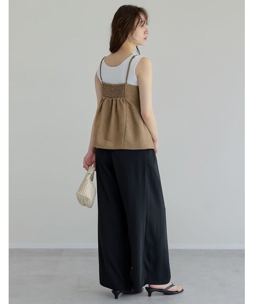 Re:EDIT（リエディ）の「ジョーゼットダブルタックワイドパンツ - パンツ通販 | 人気レディースファッション - Re:EDIT（リエディ）（その他・レディース・ブラック/ホワイト/チャコールグレー/ベージュ・SC/M/MT/L）」の20枚目の写真