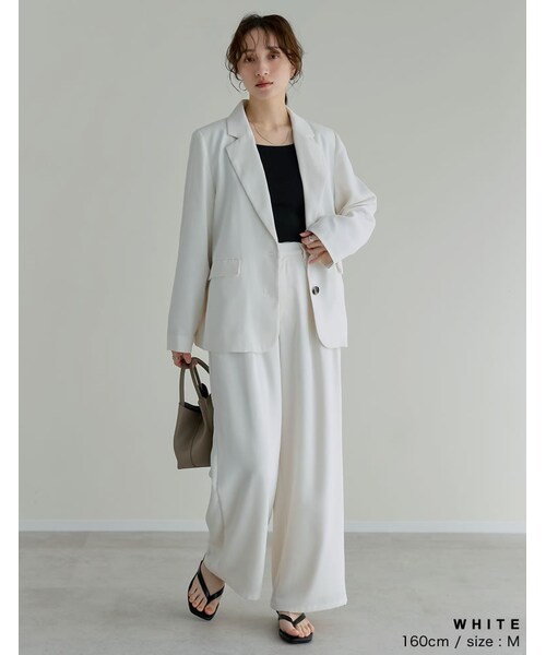 Re:EDIT（リエディ）の「ジョーゼットダブルタックワイドパンツ - パンツ通販 | 人気レディースファッション - Re:EDIT（リエディ）（その他・レディース・ブラック/ホワイト/チャコールグレー/ベージュ・SC/M/MT/L）」の14枚目の写真