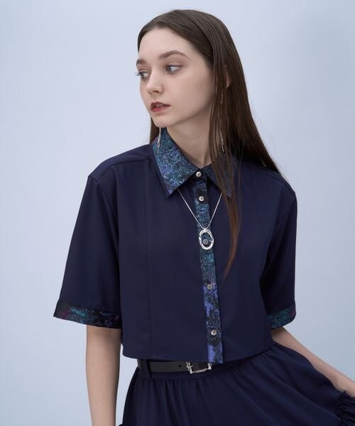 HARE（ハレ）の「ラメアートジャガードショートシャツ（トップス・グレー12/ピンク28/グリーン78/ネイビー88・FREE）」の18枚目の写真