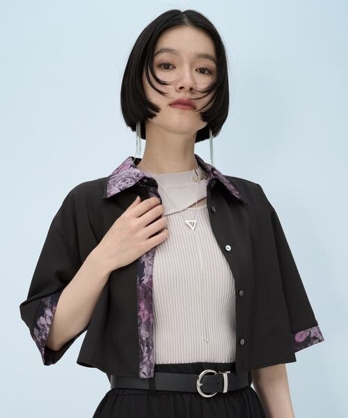 HARE（ハレ）の「ラメアートジャガードショートシャツ（トップス・グレー12/ピンク28/グリーン78/ネイビー88・FREE）」の12枚目の写真