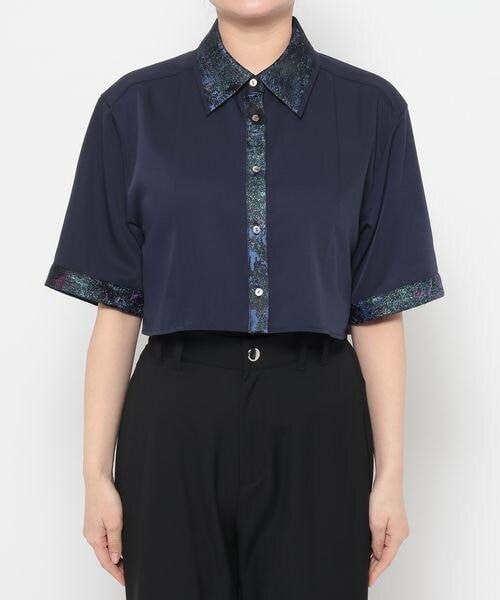 HARE（ハレ）の「ラメアートジャガードショートシャツ（トップス・グレー12/ピンク28/グリーン78/ネイビー88・FREE）」の21枚目の写真