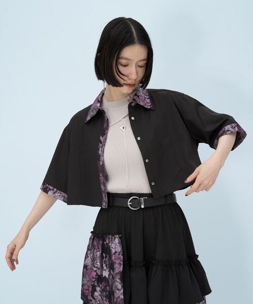 HARE（ハレ）の「ラメアートジャガードショートシャツ（トップス・グレー12/ピンク28/グリーン78/ネイビー88・FREE）」の11枚目の写真