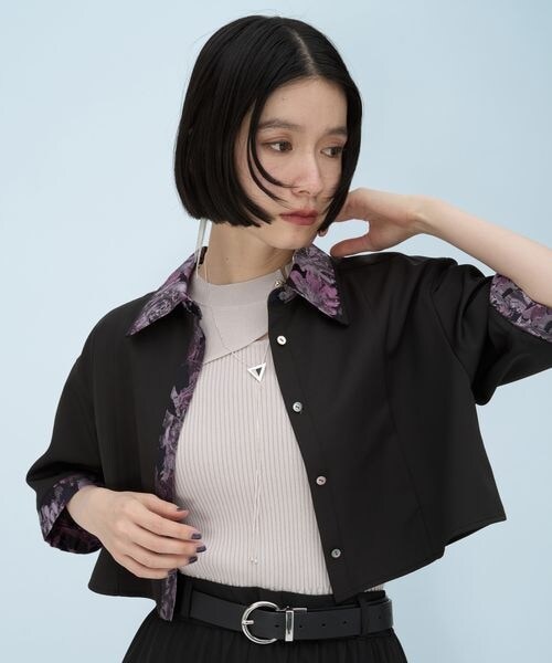 HARE（ハレ）の「ラメアートジャガードショートシャツ（トップス・グレー12/ピンク28/グリーン78/ネイビー88・FREE）」の13枚目の写真