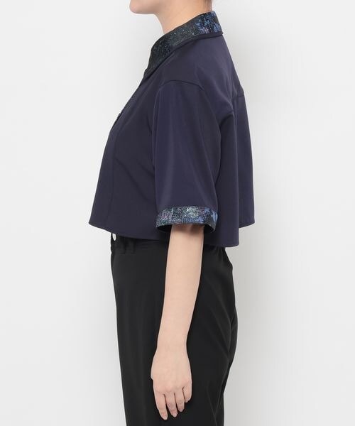 HARE（ハレ）の「ラメアートジャガードショートシャツ（トップス・グレー12/ピンク28/グリーン78/ネイビー88・FREE）」の22枚目の写真