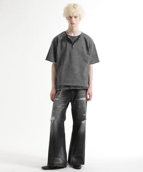 HARE（ハレ）の「ピグメントロゴヘンリーカット（トップス・ブラック09/グレー11/ブルー85・S/M）」の7枚目の写真