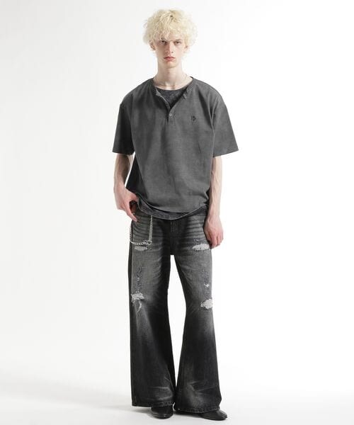 HARE（ハレ）の「ピグメントロゴヘンリーカット（トップス・ブラック09/グレー11/ブルー85・S/M）」の6枚目の写真