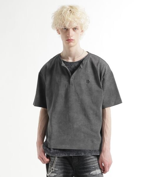 HARE（ハレ）の「ピグメントロゴヘンリーカット（トップス・ブラック09/グレー11/ブルー85・S/M）」の12枚目の写真