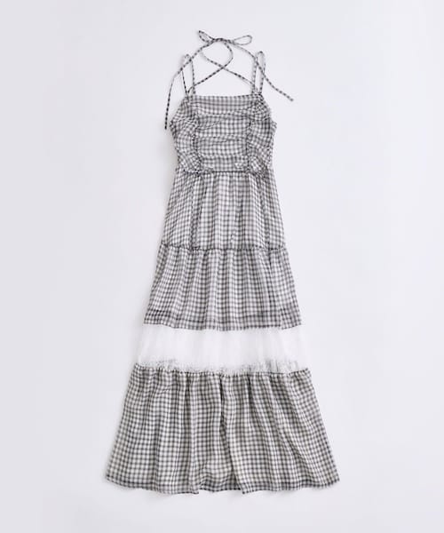 OLIVE des OLIVE（オリーブデオリーブ）の「レース切替ロングワンピース（ワンピース・レディース・オフホワイト/ブラック系その他/サックスブルー/ミント・FREE）」の2枚目の写真