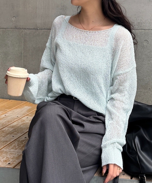 COLONY 2139（コロニートゥーワンスリーナイン）の「【PIKO企画】2wayルーズメッシュニットプルオーバー（ニット/セーター・レディース・チャコールグレー/グレージュ/サックスブルー/ブラック・F）」の4枚目の写真