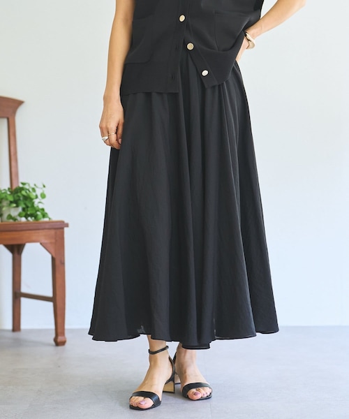 BEARDSLEY（ビアズリー）の「リネン混フレアスカート《LIVETART》（スカート・レディース・ホワイト/ブラック・F）」の2枚目の写真