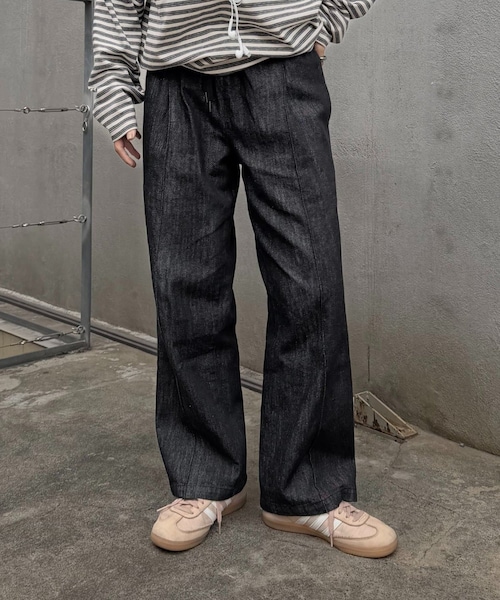 COLONY 2139（コロニートゥーワンスリーナイン）の「【セットアップ対応】リネン混デニムストレートパンツ（デニムパンツ・レディース・ネイビー/ブラック・M/S/L）」の2枚目の写真