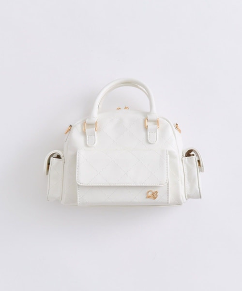 OLIVE des OLIVE(オリーブデオリーブ)の「マルチポケットステッチボストンバッグ(ショルダーバッグ・レディース・オフホワイト/ピンク/ブラック/ミント・FREE)」の1枚目の写真