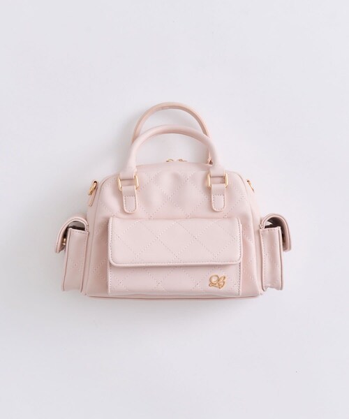 OLIVE des OLIVE(オリーブデオリーブ)の「マルチポケットステッチボストンバッグ(ショルダーバッグ・レディース・オフホワイト/ピンク/ブラック/ミント・FREE)」の4枚目の写真