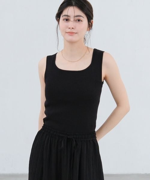 LAKOLE（ラコレ）の「14ゲージ総針スクエアタンク（その他・ボーダー(10)/オフ(11)/ブラック(19)/ミント(72)・F）」の3枚目の写真