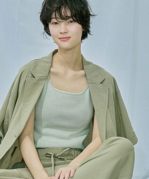 LAKOLE（ラコレ）の「14ゲージ総針スクエアタンク（その他・ボーダー(10)/オフ(11)/ブラック(19)/ミント(72)・F）」の4枚目の写真