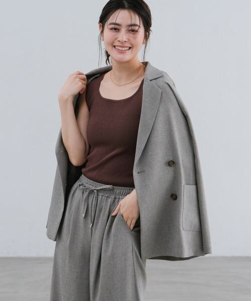 LAKOLE（ラコレ）の「14ゲージ総針スクエアタンク（その他・ボーダー(10)/オフ(11)/ブラック(19)/ミント(72)・F）」の22枚目の写真