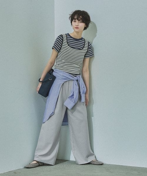 LAKOLE（ラコレ）の「14ゲージ総針スクエアタンク（その他・ボーダー(10)/オフ(11)/ブラック(19)/ミント(72)・F）」の5枚目の写真